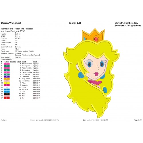 Mario Peach the Princess Applique Design