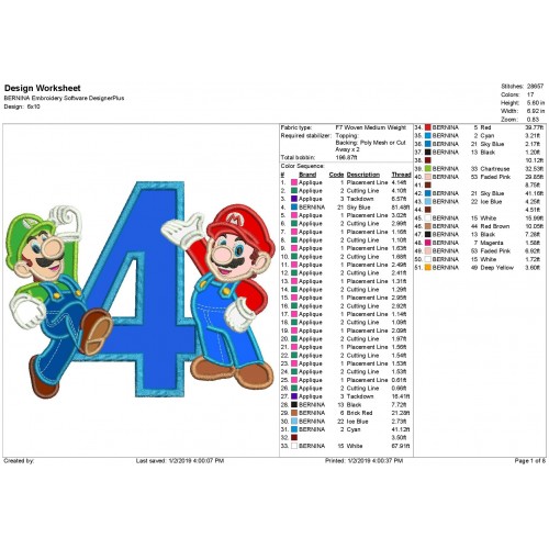 Mario and Luigi with a Number 4 Applique Design