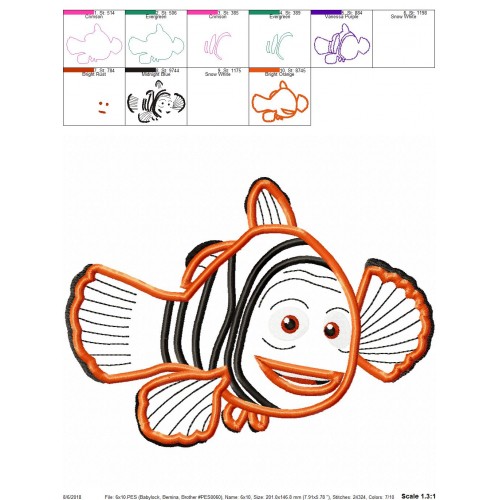 Marlin Finding Nemo Applique Design