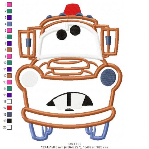 Mater Disney Cars Pixar Applique Machine Embroidery Design