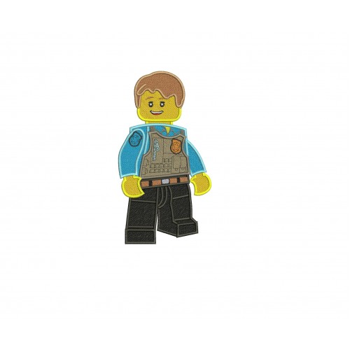 McCain Lego City Police Man Filled Stitch Embroidery Design