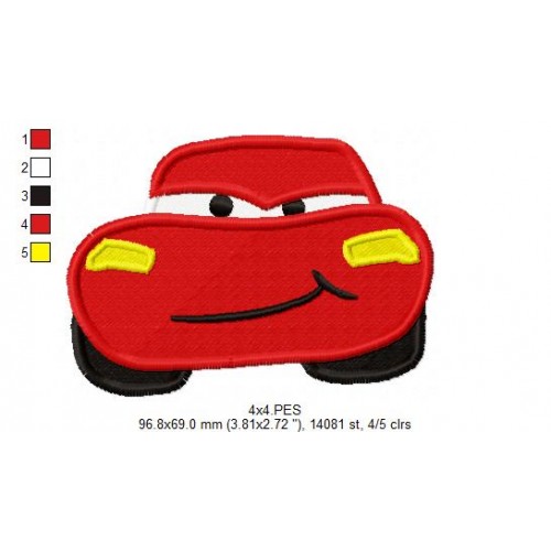 McQueen Disney Cars Embroidery Design