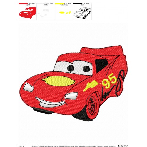 Mcqueen Disney Cars Machine Embroidery Design