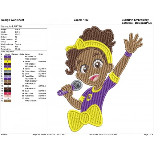 Meekah Blippi Friend Filling Stitches Embroidery Design