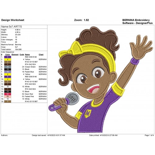 Meekah From Blippi Filling Embroidery Design