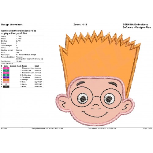 Meet the Robinsons Head Applique Design