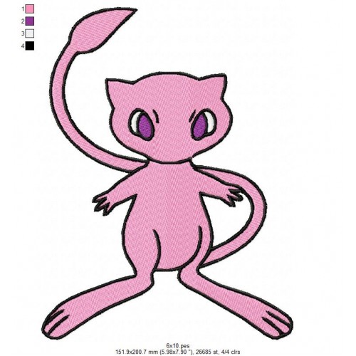 Mew Pokemon Embroidery Design