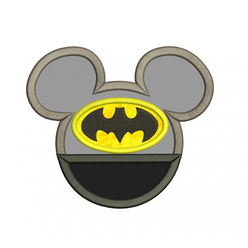 Mickey Batman Ears Applique Design