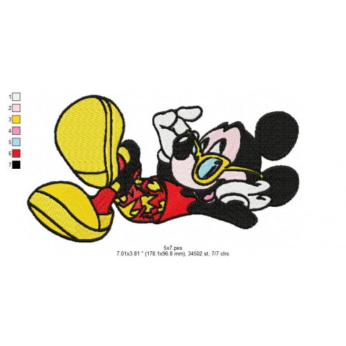 Mickey Beach Embroidery Design