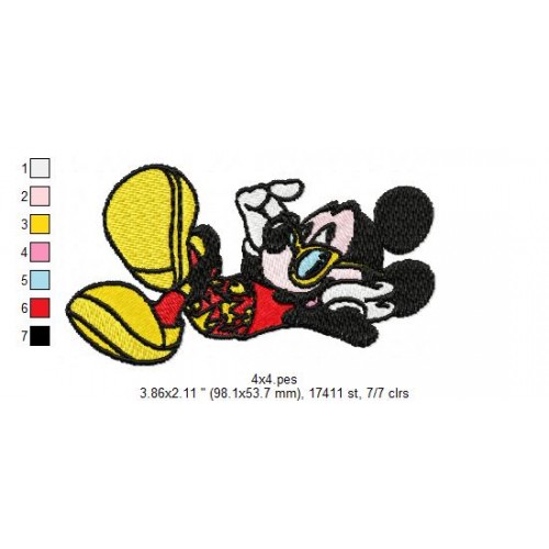 Mickey Beach Embroidery Design