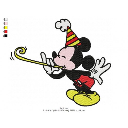 Mickey BirthDay Embroidery Design