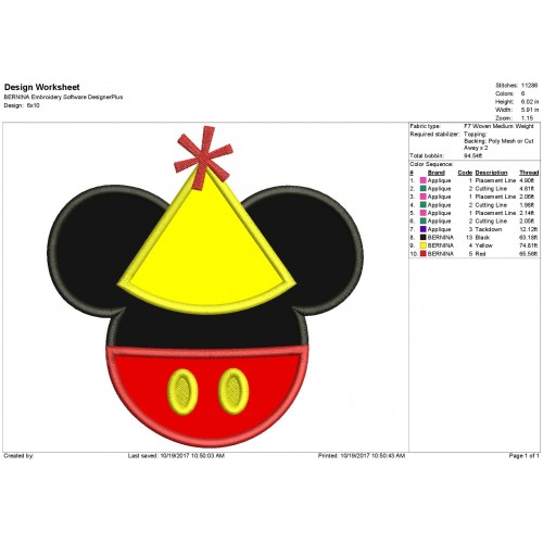 Mickey Birthday - Mickey Ears Applique Design