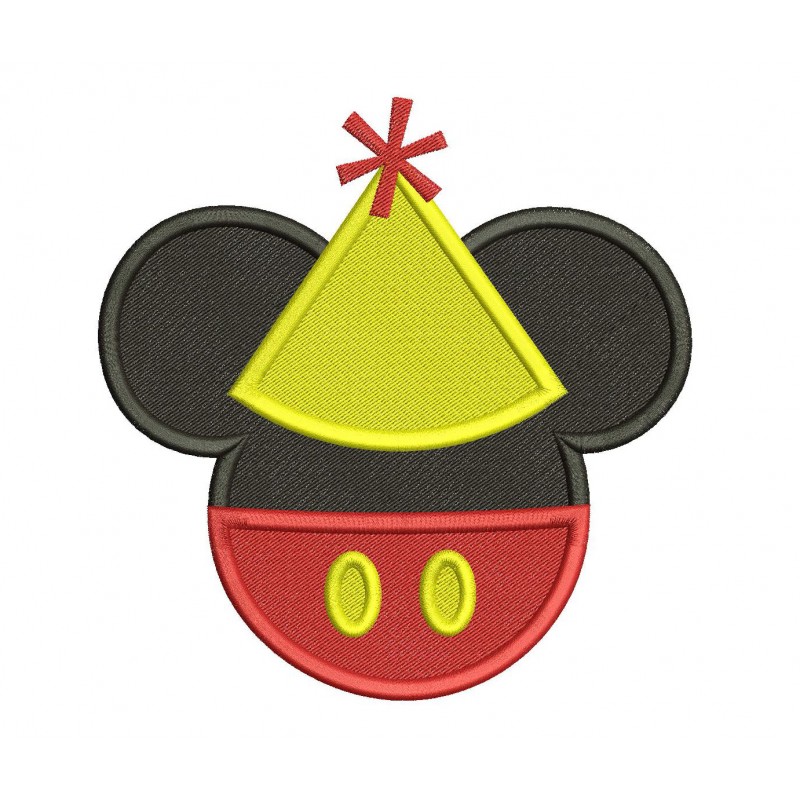 Mickey Birthday - Mickey Ears Filled Embroidery Design