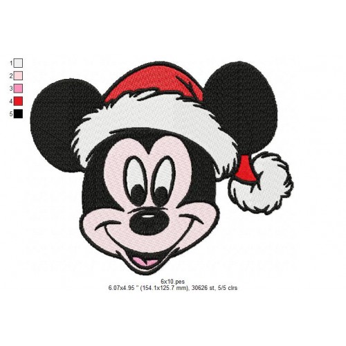 Mickey Christmas Mickey Santa Embroidery Design