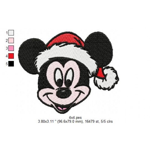 Mickey Christmas Mickey Santa Embroidery Design