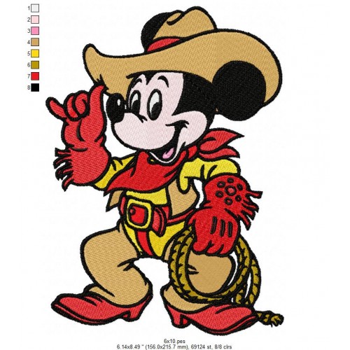 Mickey Cowboy Embroidery Design