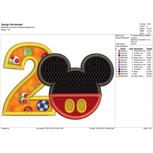 Mickey Ears 2nd Birthday Applique Design