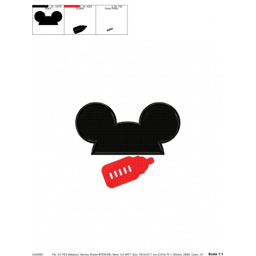 Mickey Ears Baby Embroidery Design Embr