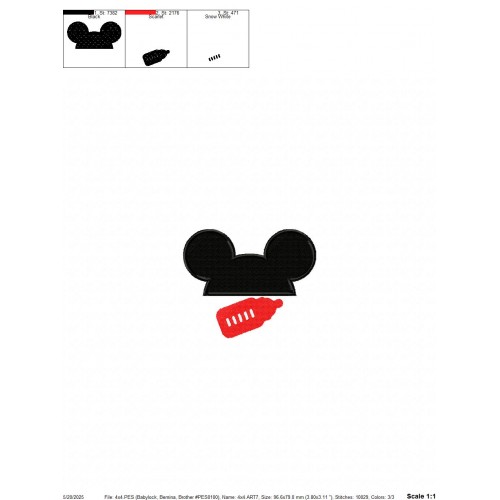 Mickey Ears Baby Embroidery Design Embr