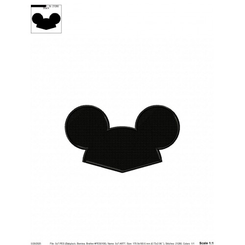 Mickey Ears Disney Ears Embroidery Design Embr