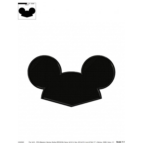 Mickey Ears Disney Ears Embroidery Design Embr