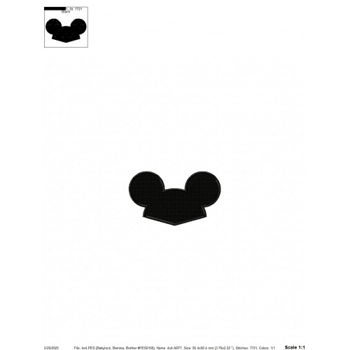 Mickey Ears Disney Ears Embroidery Design Embr