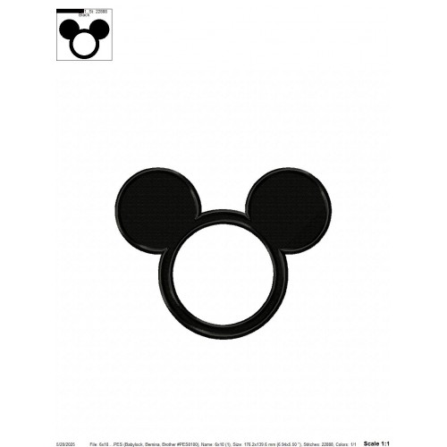 Mickey Ears Disney Embroidery Design Embr