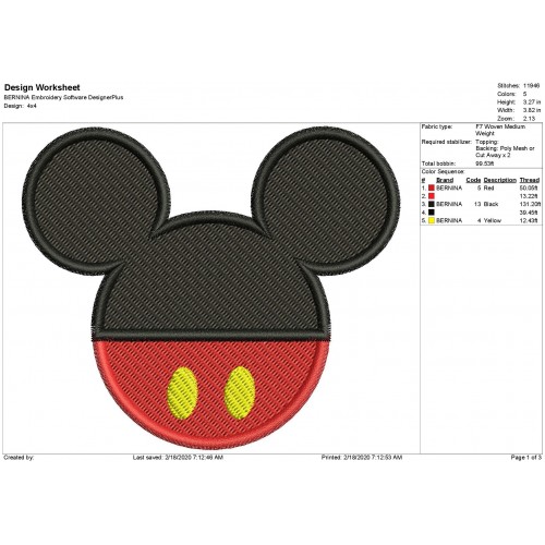 Mickey Ears Embroidery Mickey Head Embroidery Design