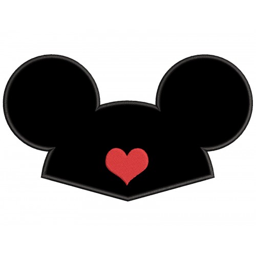 Mickey Ears Heart Applique Design Embr