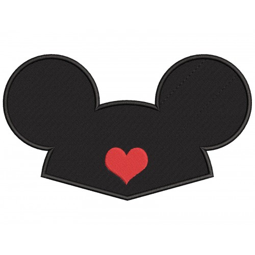 Mickey Ears Heart Embroidery Design Embr