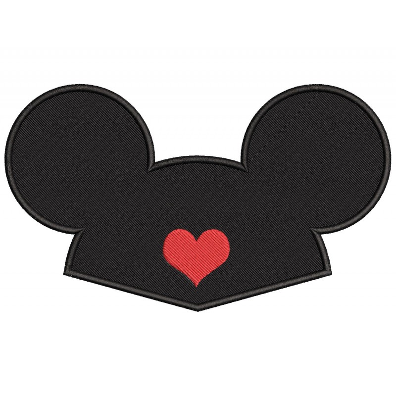 Mickey Ears Heart Embroidery Design Embr