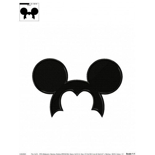 Mickey Ears Mickey Embroidery Design Embr