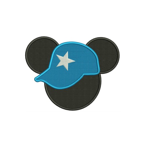 Mickey Ears with a Blue Hat Embroidery Design