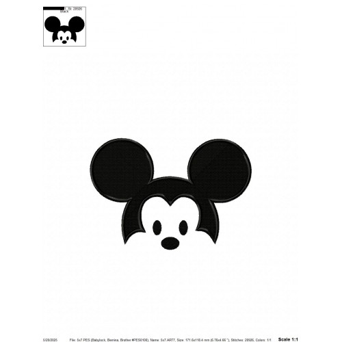 Mickey Face Mickey Embroidery Design Embr
