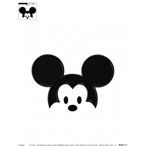 Mickey Face Mickey Embroidery Design Embr