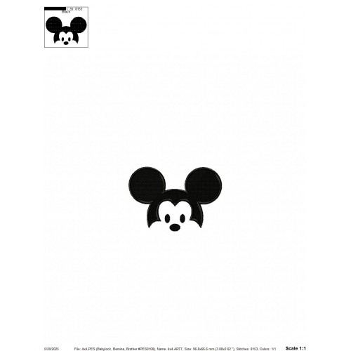 Mickey Face Mickey Embroidery Design Embr