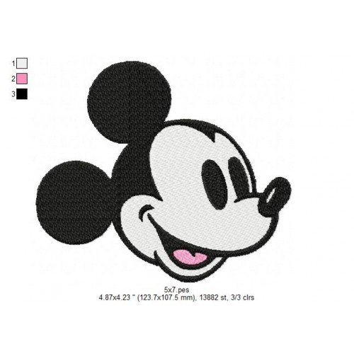 Mickey Face Vintage Embroidery Design