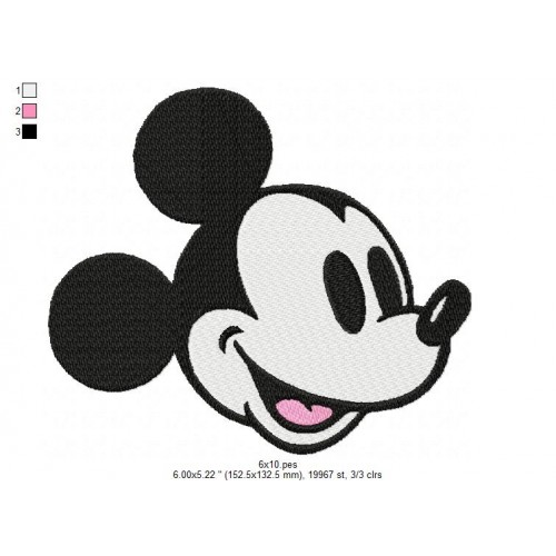 Mickey Face Vintage Embroidery Design