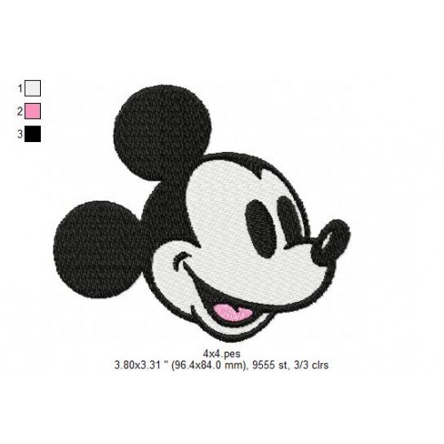 Mickey Face Vintage Embroidery Design