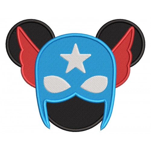 Mickey Head Captain America Embroidery Design Embr
