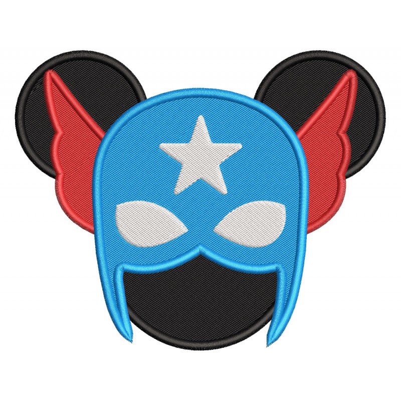 Mickey Head Captain America Embroidery Design Embr