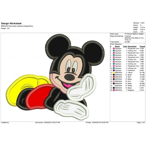 Mickey Mouse Applique Design