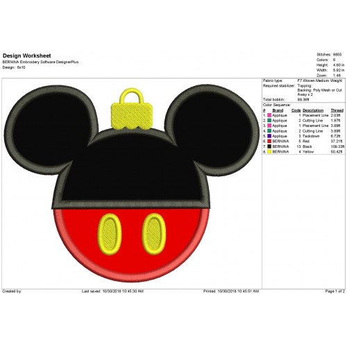 Mickey Mouse Christmas Applique Design