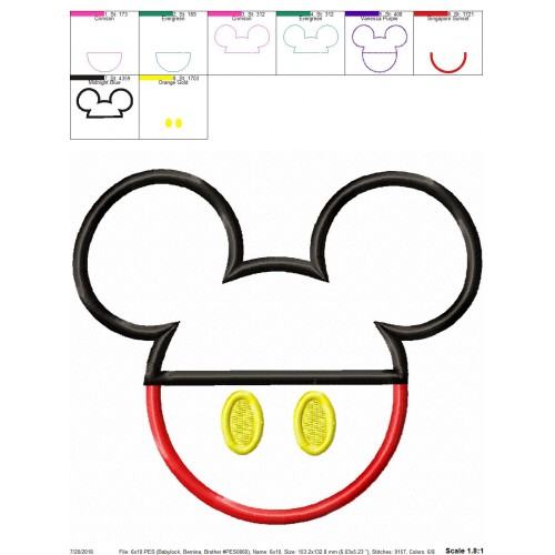 Mickey Mouse Ears Applique Design
