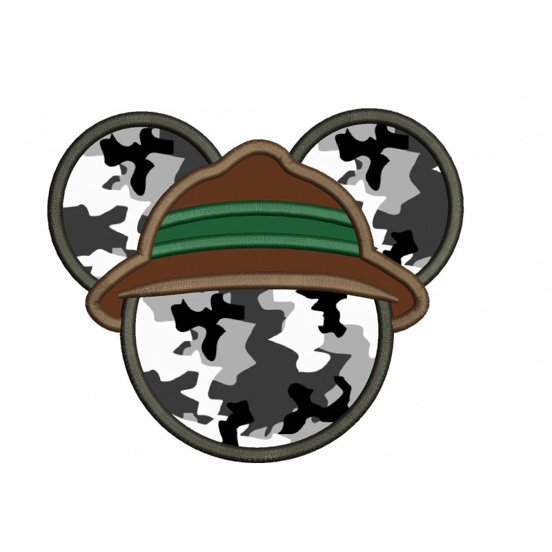 Mickey Mouse Ears Safari Hat Applique Mickey Safari Applique Design