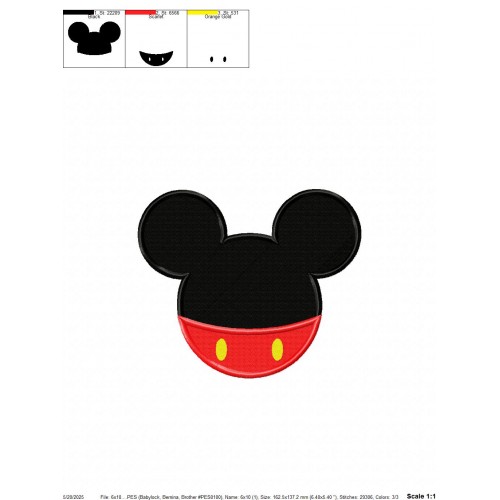 Mickey Mouse Embroidery Design Embr