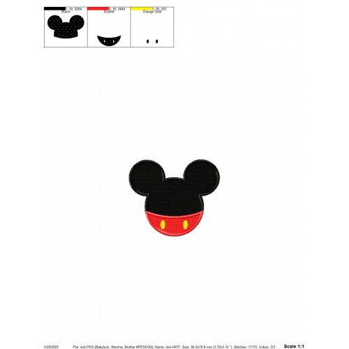 Mickey Mouse Embroidery Design Embr