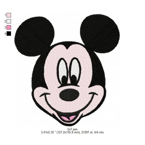 Mickey Mouse Face Embroidery Design