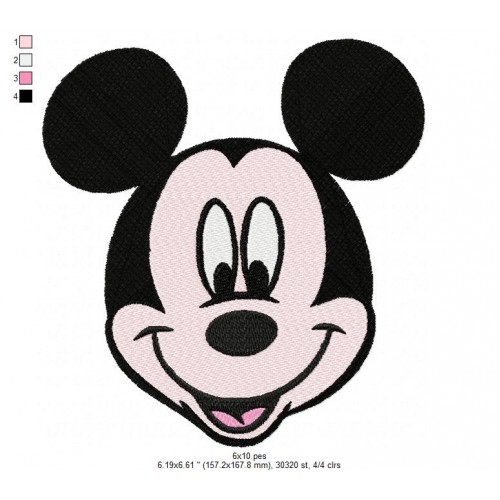 Mickey Mouse Face Embroidery Design