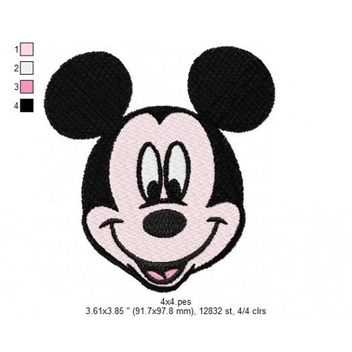 Mickey Mouse Face Embroidery Design